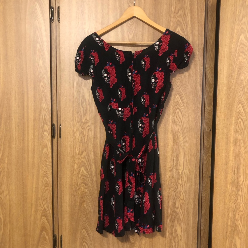 Royal Bones Black and Red Skull Floral Mini Dress - Picture 3 of 5
